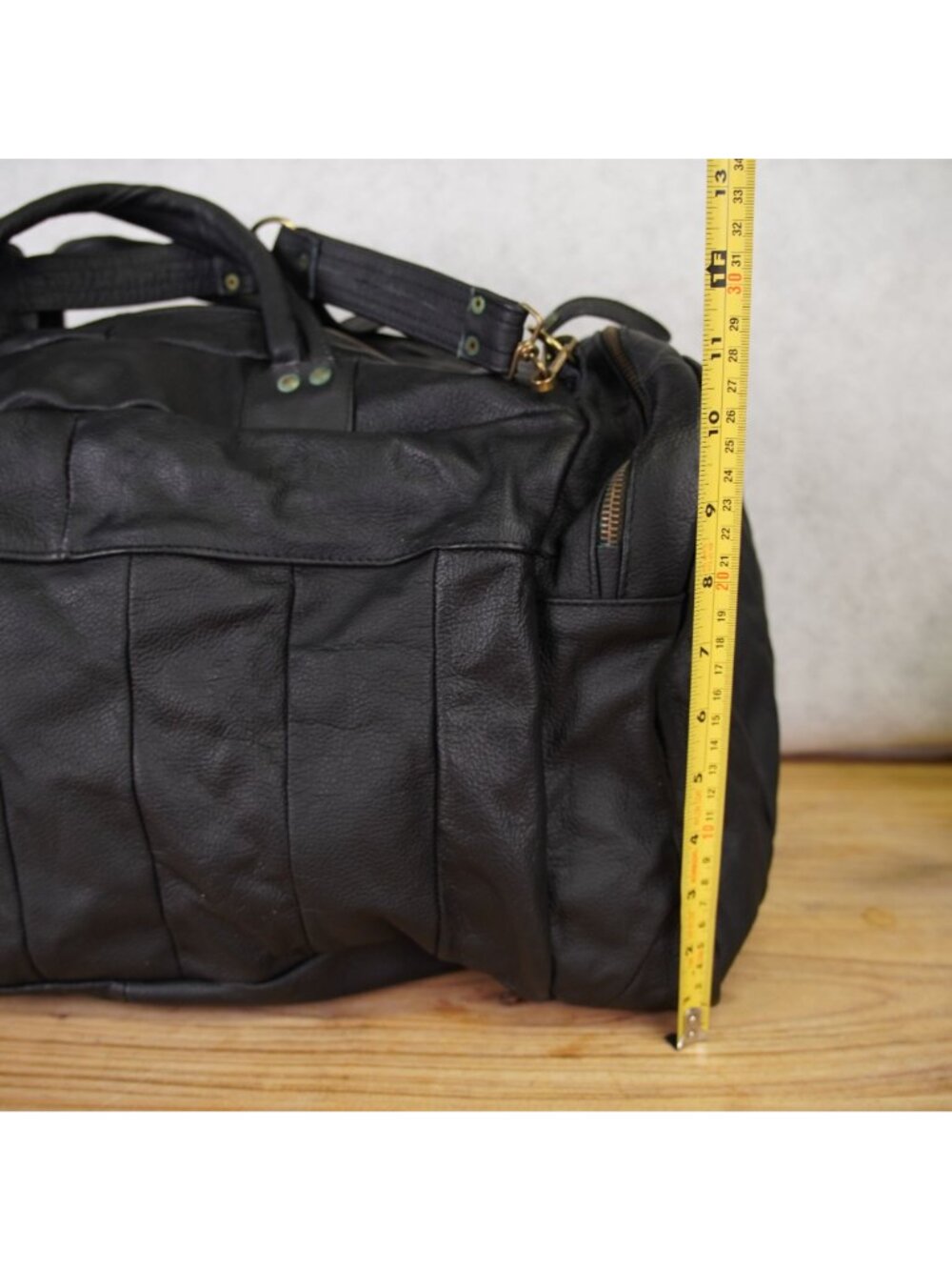 Vintage Genuine Leather Duffel Bag Patchwork 21"x11"x11" Travel Mexican Made - Picture 10 of 14